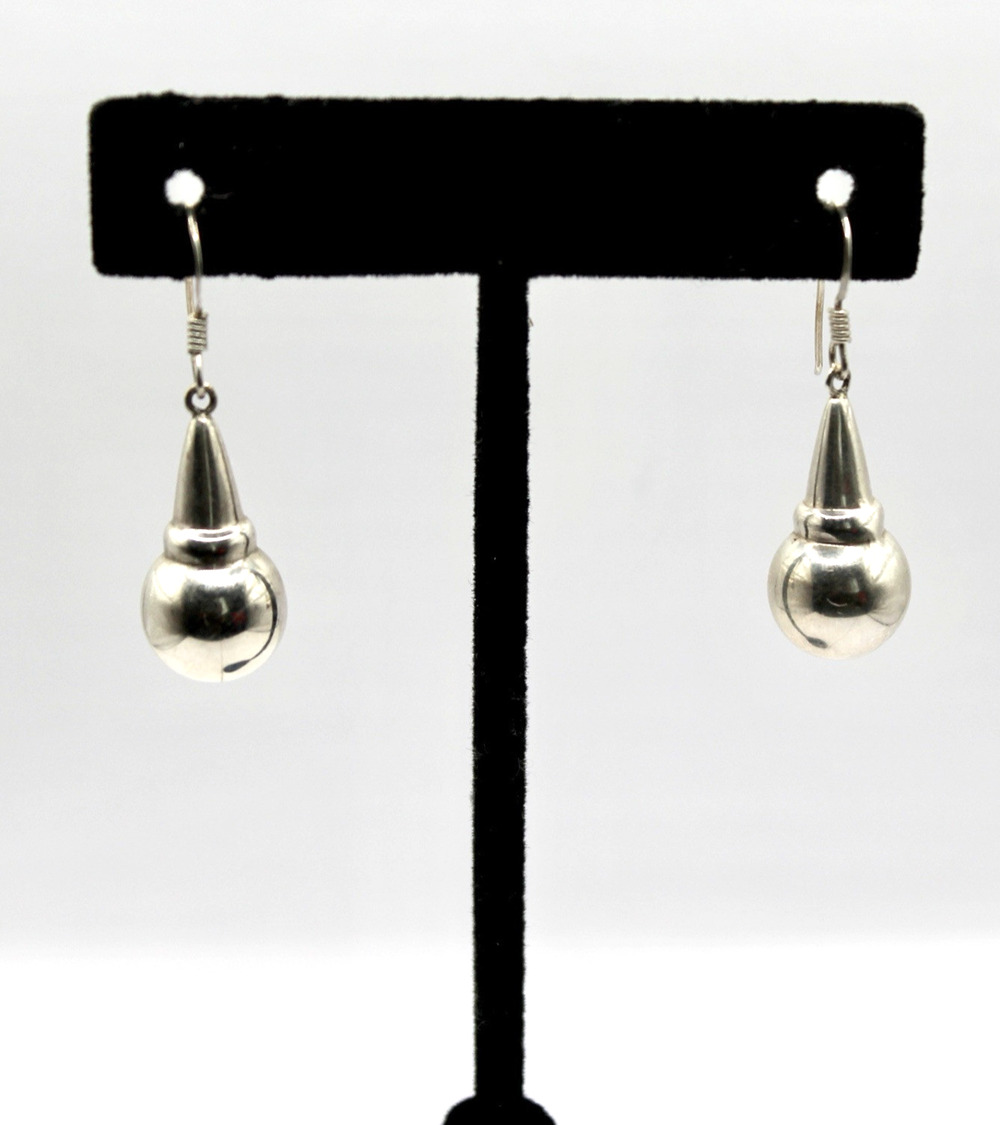 Sterling Silver Pierced Cone and Ball Shaped Earrings
